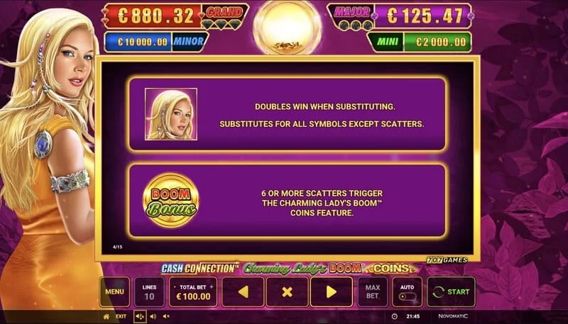 Cash Connection - Charming Lady's Boom Coins - početak runde Boom Coins na mreži 7x5