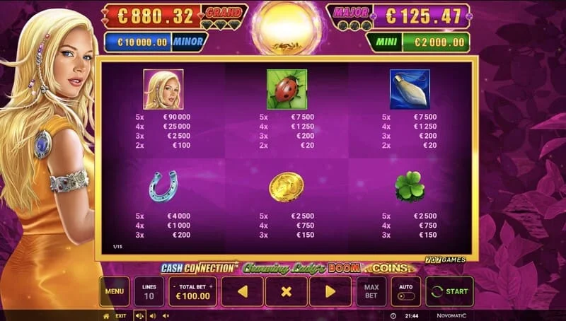 Cash Connection - Charming Lady's Boom Coins - mini-igra Boom Spins na proširenoj mreži